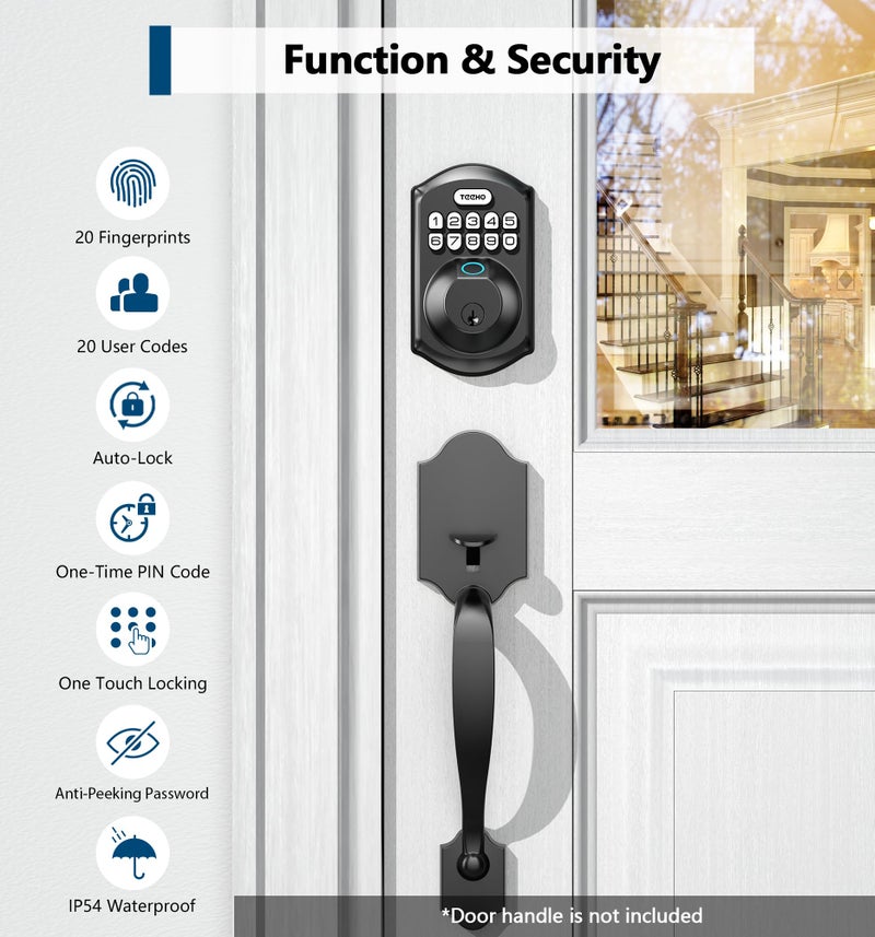 TEEHO TE002 Fingerprint Door Lock - Keyless Entry Door Lock - Electronic Keypad Deadbolt - Smart Locks for Front Door - Auto Lock - Easy Installation - Matte Black - Image 5